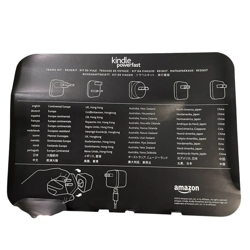 NOB Amazon Kindle Powerfast Travel Power Wall Plug Adapter Kit Worldwide Travel
